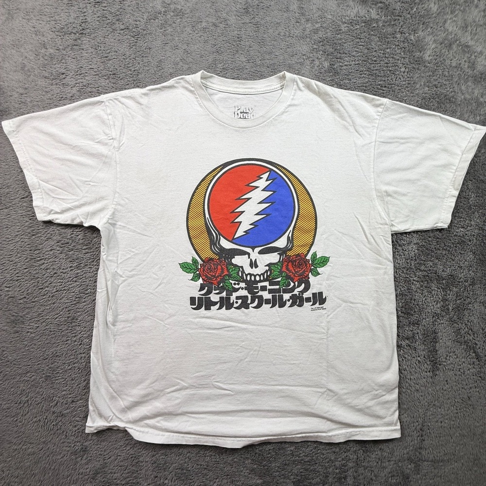 Grateful Dead Play Dead Steal Your Face Skull Japanese Script Mens XL Shirt